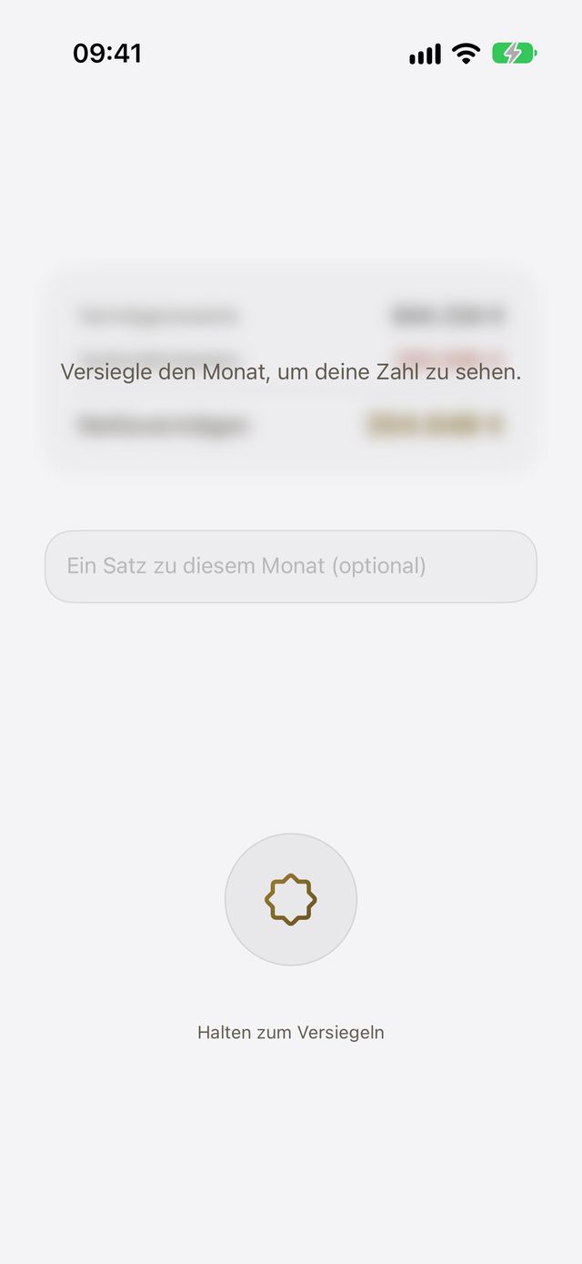 Siegel-Screen: Finger halten zum Versiegeln.
